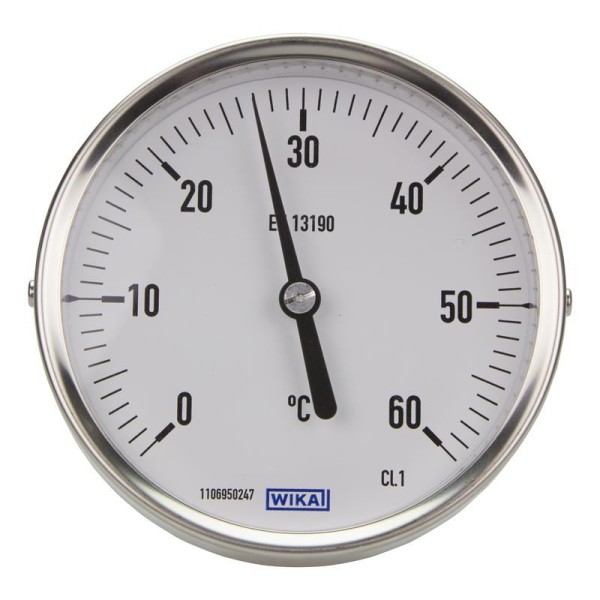 Thermomètre WIKA Type A52.160, 0 à 60°C, PL8X63 Lisse