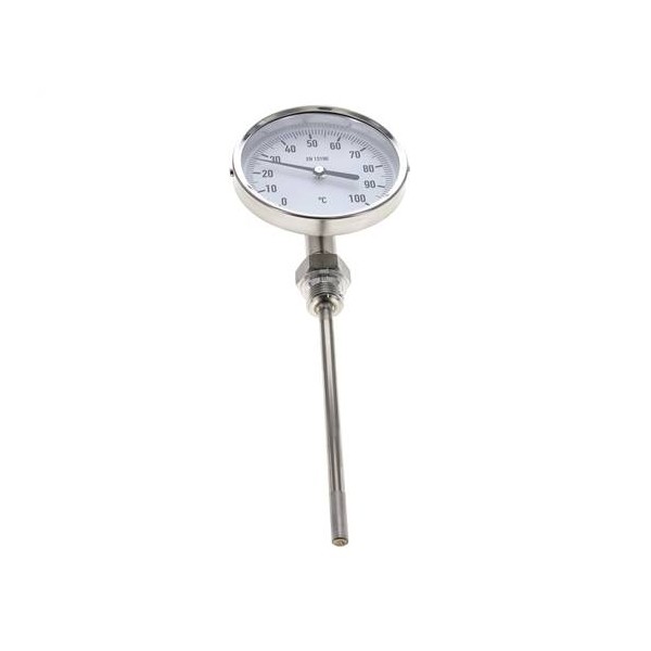 Thermomètre WIKA Type R52.100, 0 à 100°C, PL8X100 Lisse