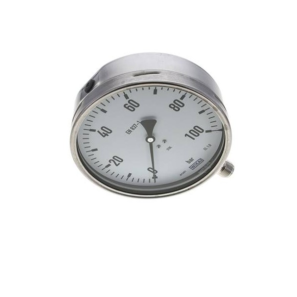 Manomètre WIKA 0 à 100 bar Raccord vertical G1/2" 160mm tout inox