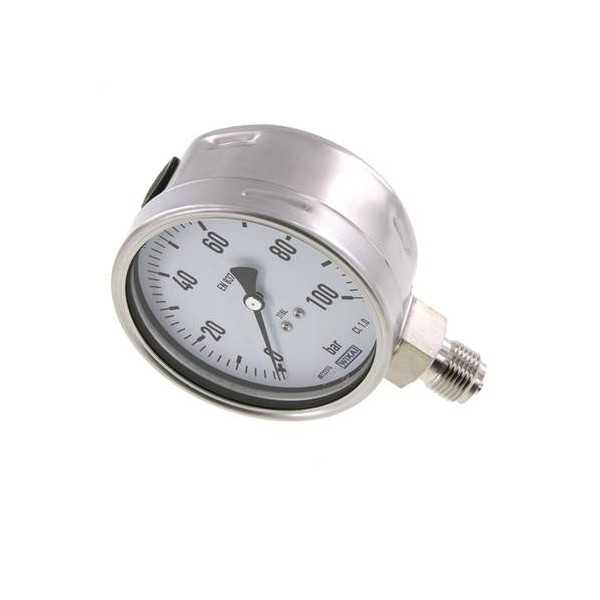 Manomètre WIKA 0 à 100 bar Raccord vertical G1/2" 100mm tout inox