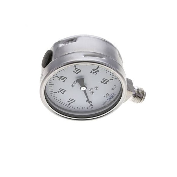 Manomètre WIKA 0 à 60 bar Raccord vertical G1/2" 100mm tout inox