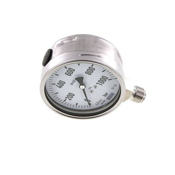 Manomètre WIKA 0 à 1000 bar Raccord vertical G1/2" 100mm tout inox