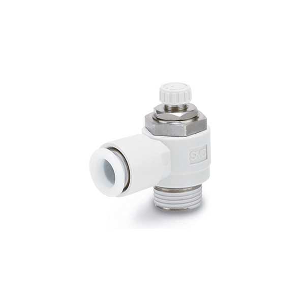 Limiteur de débit à raccord instantanné, coudé, SMC, type AS3201F-03-10S