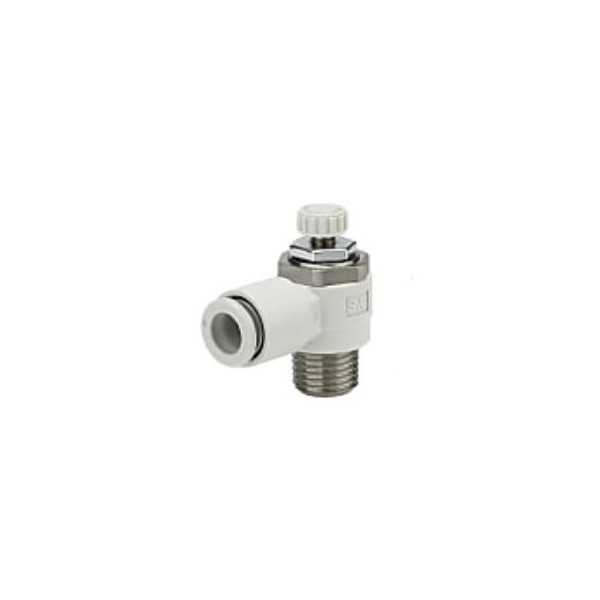 Limiteur de débit à raccord instantanné, coudé, SMC, type AS2201F-01-06