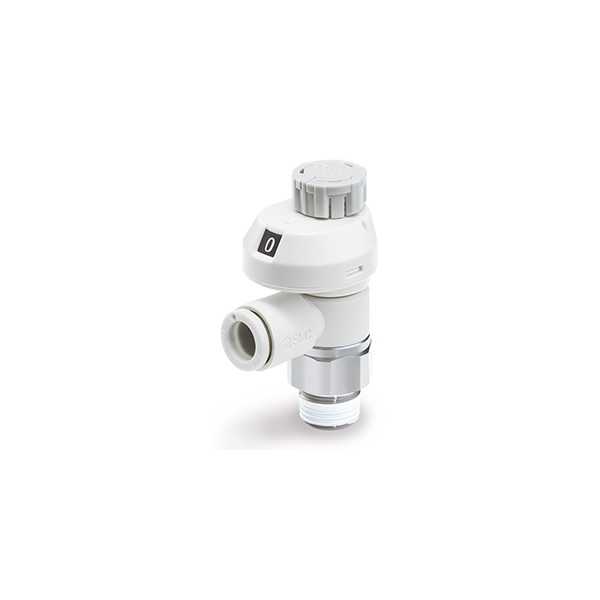 Limiteur de débit à raccord instantanné, coudé, SMC, typeAS2201FS-G01-06