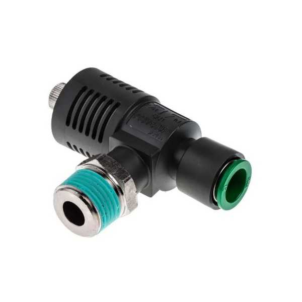 Limiteur de débit d'échappement à raccords instantannées intégrés, SMC, type ASV510F-04-12S