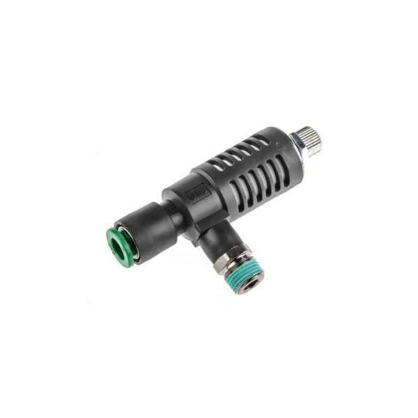 Limiteur de débit d'échappement à raccords instantannées intégrés, SMC, type ASV220F-M5-04
