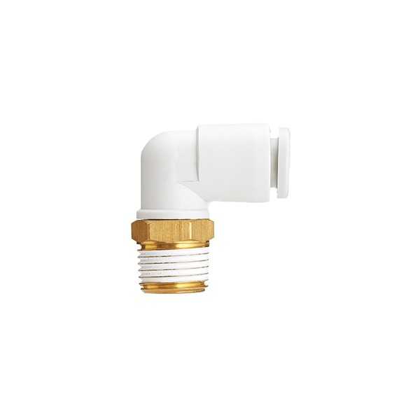 Raccord instantané coudé, raccordement fileté tube-mâle, SMC, type KQ2L08-01AS