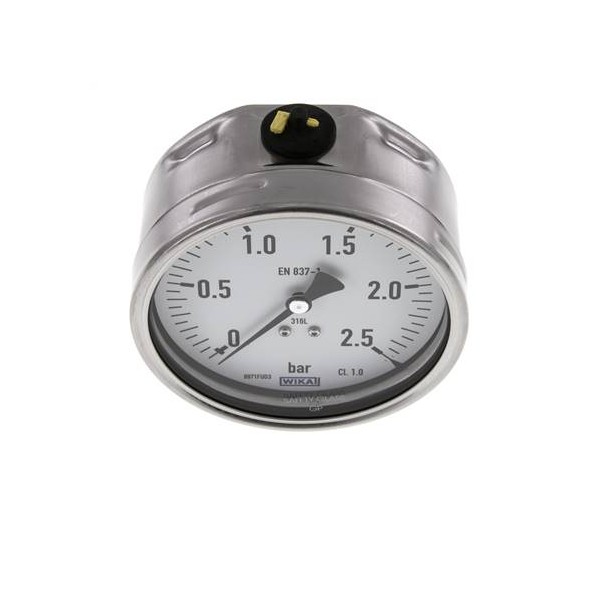 Manomètre WIKA 0 à 2,5 bar Raccord arrière G1/2" 100mm tout inox