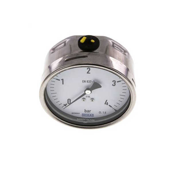 Manomètre WIKA 0 à 4 bar Raccord arrière G1/2" 100mm tout inox