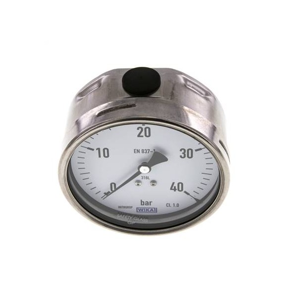 Manomètre WIKA 0 à 40 bar Raccord arrière G1/2" 100mm tout inox
