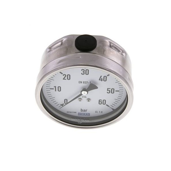 Manomètre WIKA 0 à 60 bar Raccord arrière G1/2" 100mm tout inox