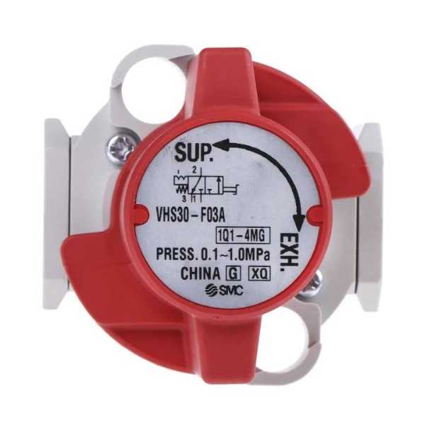 Vanne d'arrêt manuelle 3 voies avec trous de verrouillage, SMC, type VHS30-F03A