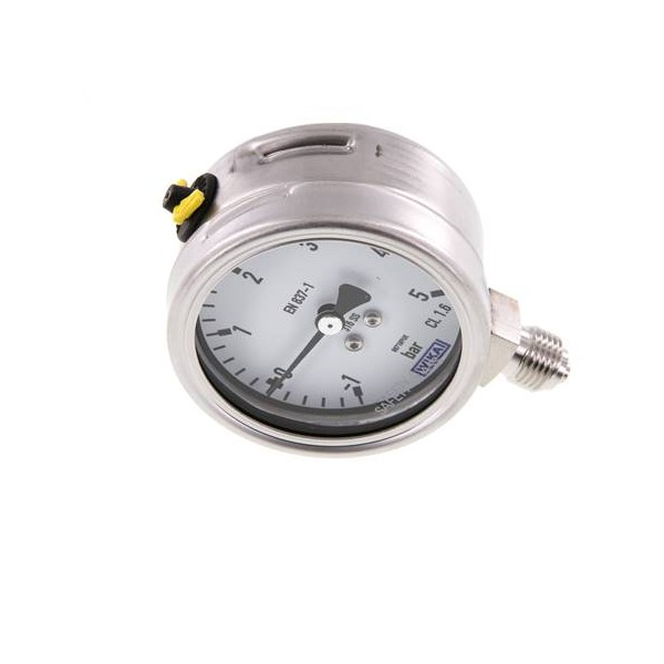 Manomètre WIKA -1 à 5 bar Raccord vertical G1/4" 063mm tout inox