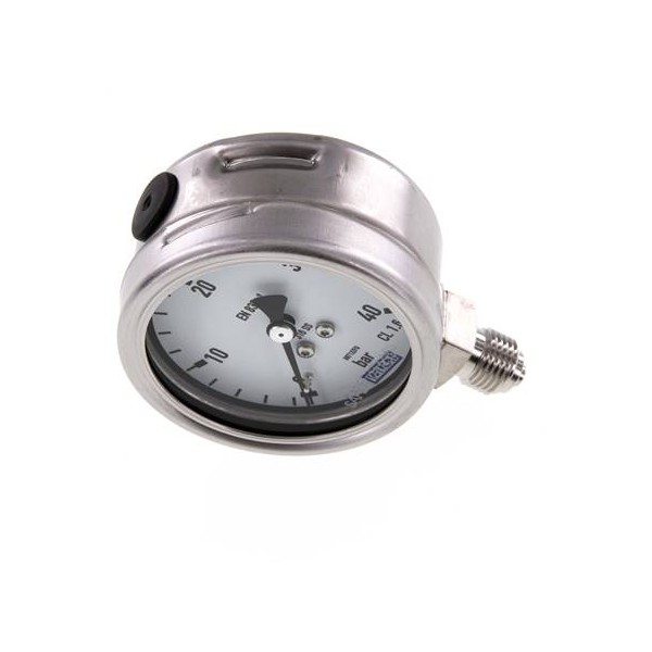 Manomètre WIKA 0 à 40 bar Raccord vertical G1/4" 063mm tout inox