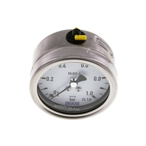 Manomètre WIKA 0 à 1 bar Raccord arrière G1/4" 063mm tout inox
