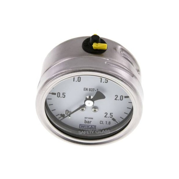 Manomètre WIKA 0 à 2,5 bar Raccord arrière G1/4" 063mm tout inox