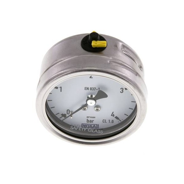 Manomètre WIKA 0 à 4 bar Raccord arrière G1/4" 063mm tout inox