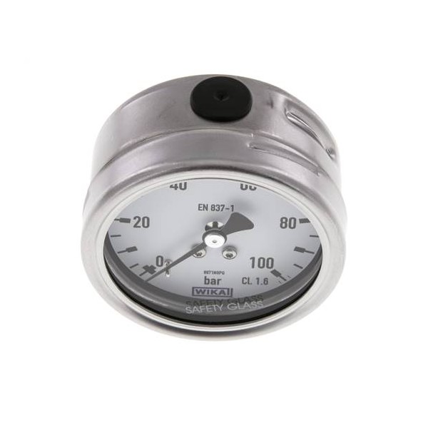 Manomètre WIKA 0 à 100 bar Raccord arrière G1/4" 063mm tout inox