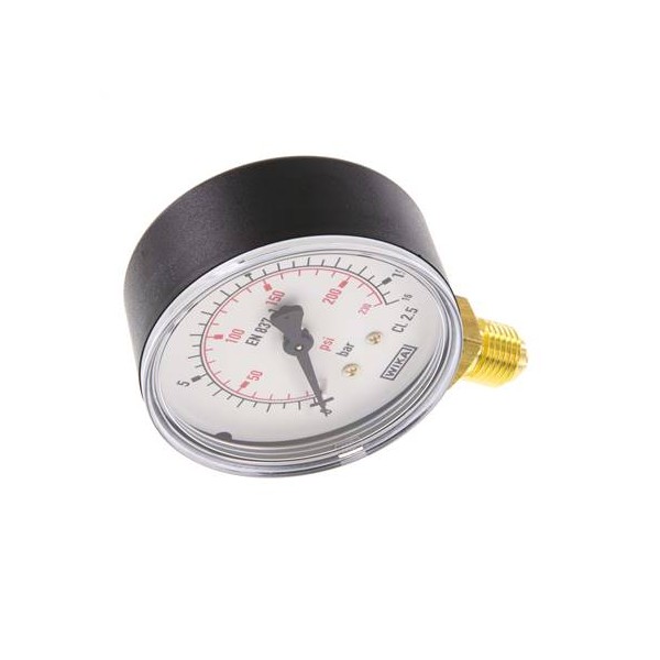 Manomètre WIKA 0 à 16 bar/psi Raccord vertical G1/4" 063mm ABS/laiton