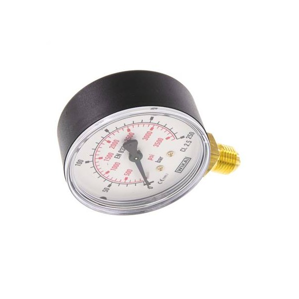 Manomètre WIKA 0 à 250 bar/psi Raccord vertical G1/4" 063mm ABS/laiton