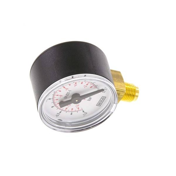 Manomètre WIKA -1 à 0 bar/psi Raccord vertical G1/8" 040mm ABS/laiton