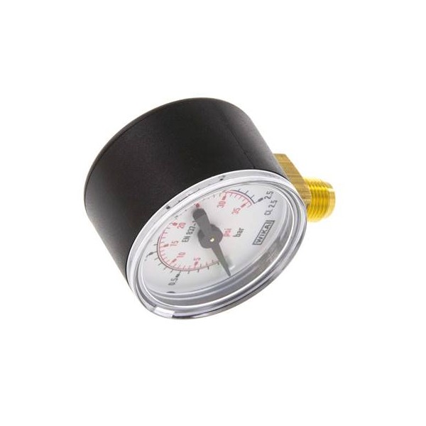 Manomètre WIKA 0 à 2,5 bar/psi Raccord vertical G1/8" 040mm ABS/laiton