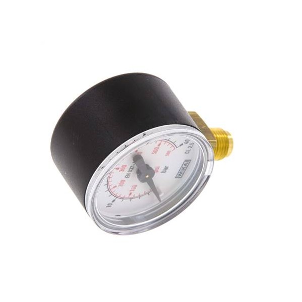 Manomètre WIKA 0 à 40 bar/psi Raccord vertical G1/8" 040mm ABS/laiton
