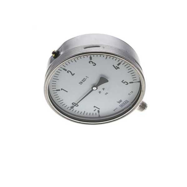 Manomètre WIKA -1 à 5 bar Raccord vertical G1/2" 160mm tout inox