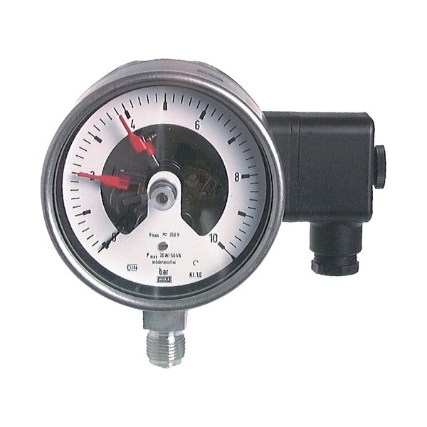 Manomètre WIKA à contact électrique 0 à 25 bar Raccord vertical G1/2" 100mm tout inox