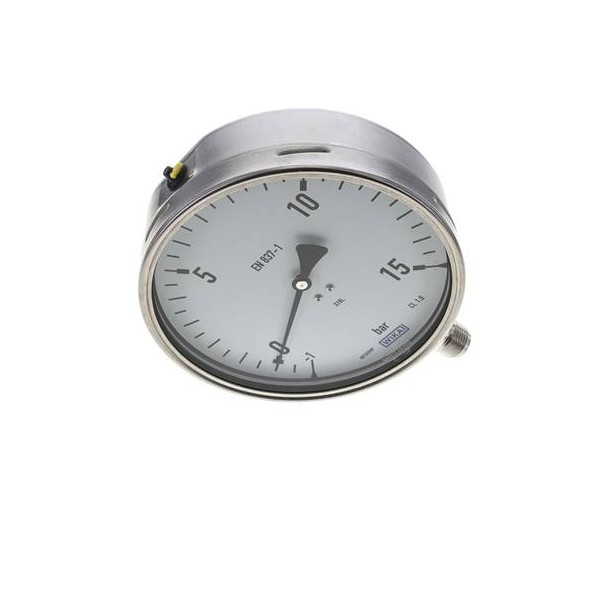 Manomètre WIKA -1 à 15 bar Raccord vertical G1/2" 160mm tout inox